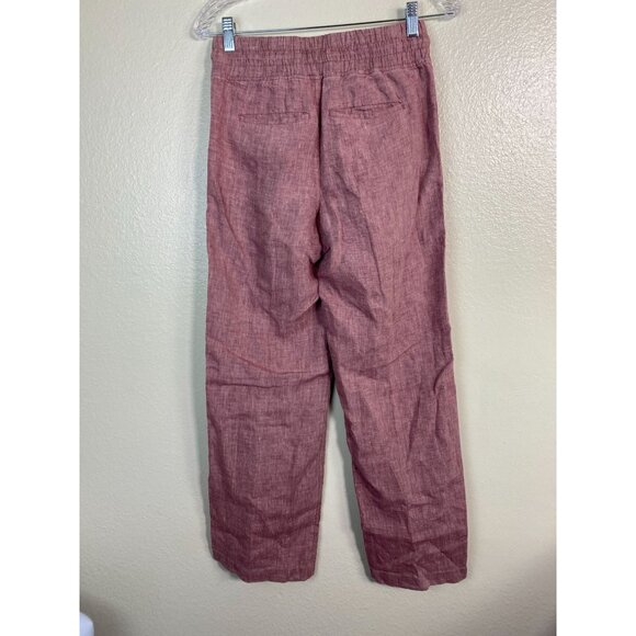 Athleta Womens Cabo Linen Wide leg Pants Size 2 Pink Drawstring Relaxed Fit - Picture 2 of 16